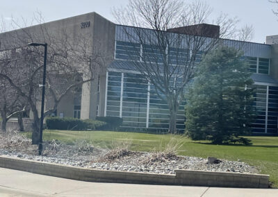 Modern government or municipal building with trees and lawn